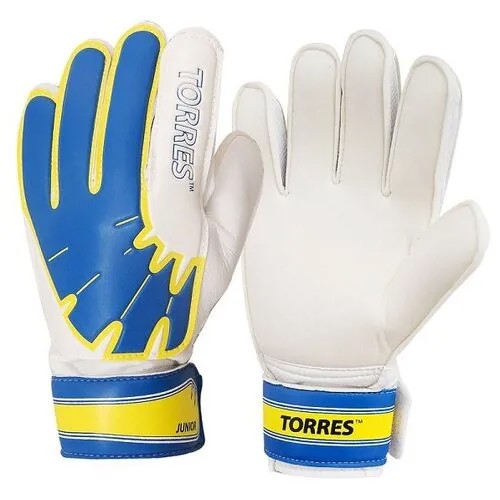 Тренировочные спортивные вратарские перчатки с эластичной широкой манжетой для юных футбольных вратарей Torres Junior FG0502-1, размер 6