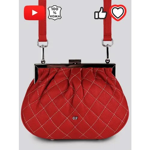 Сумка  кросс-боди GIORGIO FERRETTI повседневная, натуральная кожа, красный
