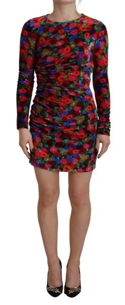 Платье DSQUARED2, многоцветное облегающее мини с цветочным принтом и рюшами IT38/US4/XS Рекомендуемая розничная цена 1610 долларов США