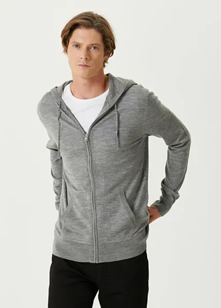 Серый трикотажный кардиган mode merino с капюшоном AllSaints