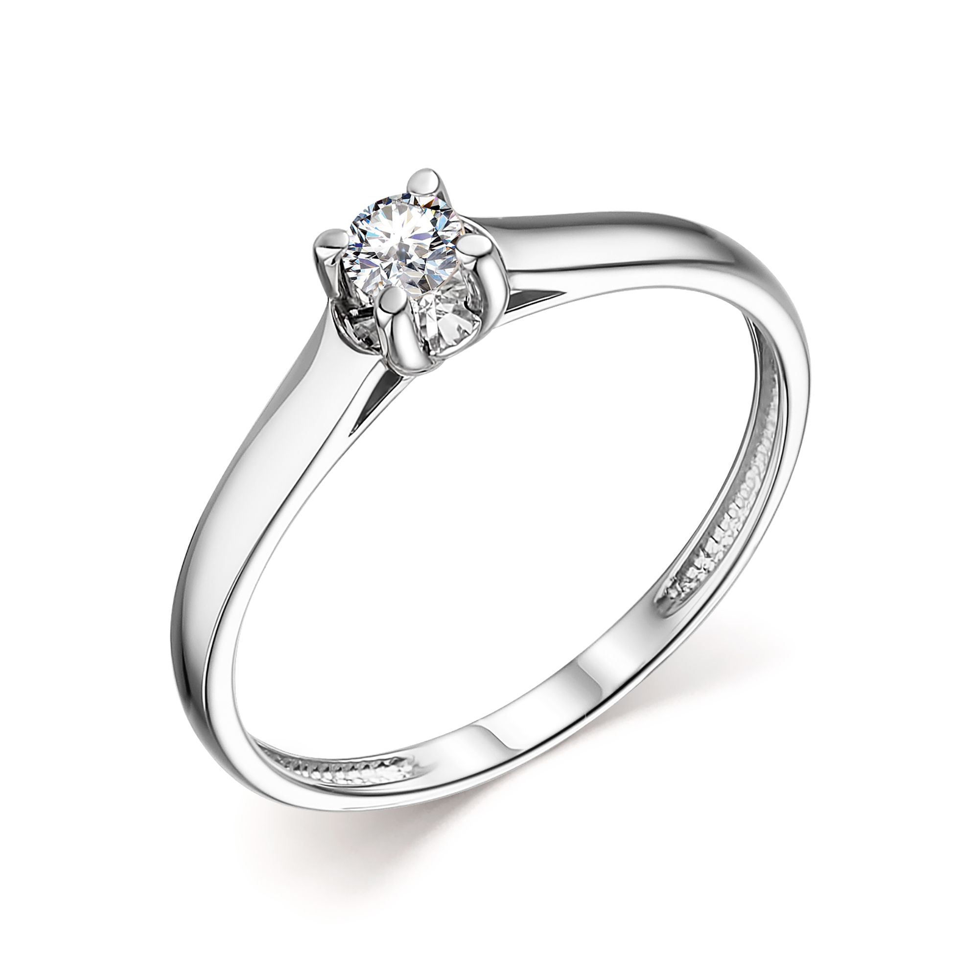 Кольцо женское АЛЬКОР 13997-200 из золота, бриллиант, р. 16