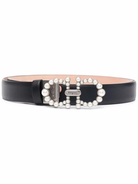 Salvatore Ferragamo ремень с декором Gancini из искусственного жемчуга