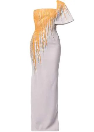 Saiid Kobeisy вечернее платье на одно плечо с пайетками