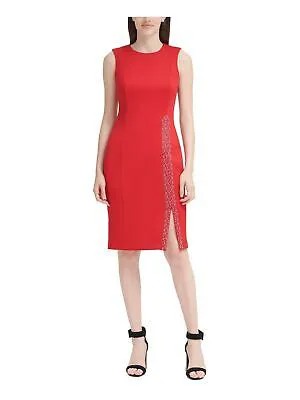 CALVIN KLEIN Женское красное вечернее платье-футляр без рукавов до колен на подкладке 10