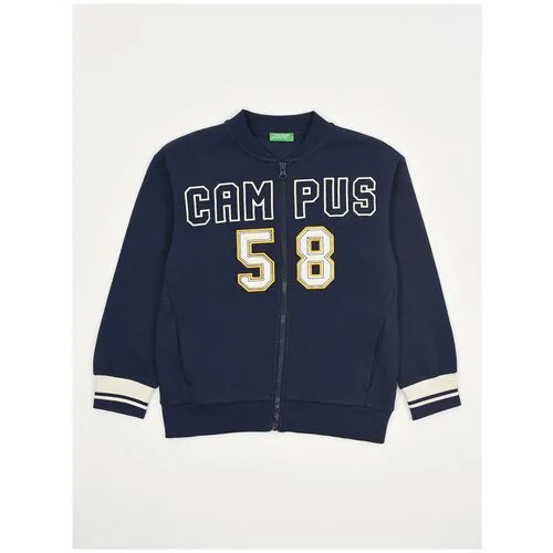 Бомбер UNITED COLORS OF BENETTON, карманы, карманы, размер 150 (XL), синий