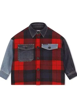 Dolce & Gabbana Kids клетчатая куртка с джинсовыми вставками