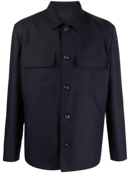 Lardini spread-collar shirt jacket, синий