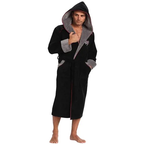 Мужской махровый халат с капюшоном Nusa Triga 1170, чёрный L/XL
