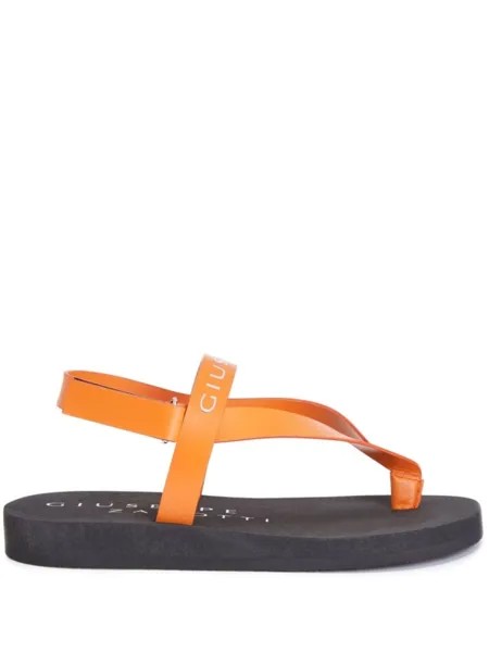 Giuseppe Zanotti шлепанцы Khais с логотипом, оранжевый