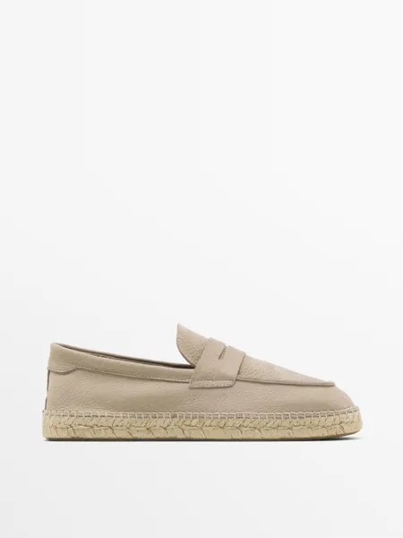 Эспадрильи из нубука с пенни-ремешками Massimo Dutti, желтый