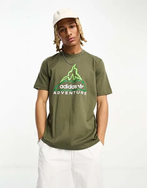 Оливковая футболка с вулканом adidas Originals Adventure