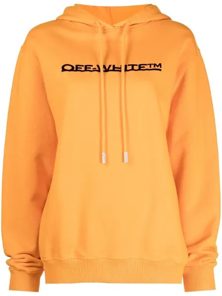 Off-White худи с кулиской и логотипом