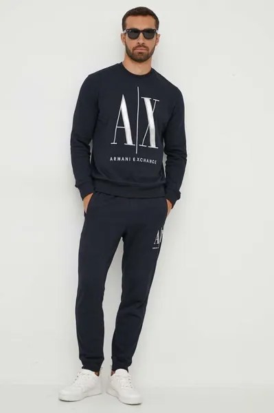 Хлопковые спортивные брюки Armani Exchange, темно-синий