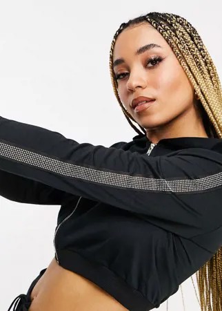 Черный худи с выложенными стразами лентами Parisian-Черный цвет