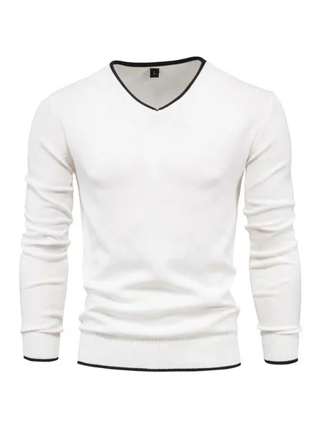 Milanoo Men\'s V Neck Long Sleeve Pullover Sweaters