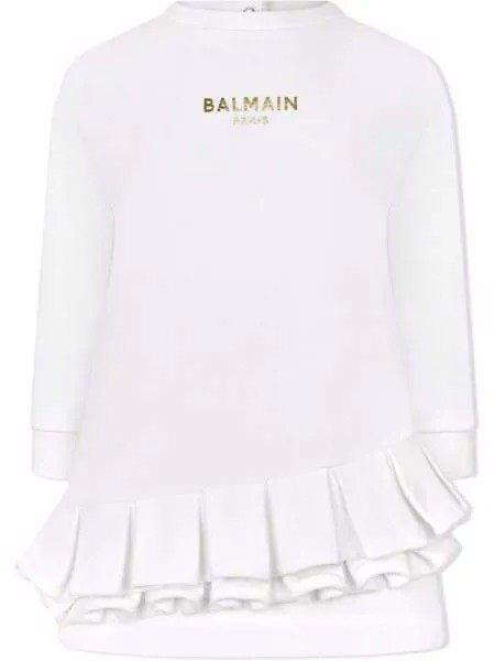 Balmain Kids платье-свитер со складками