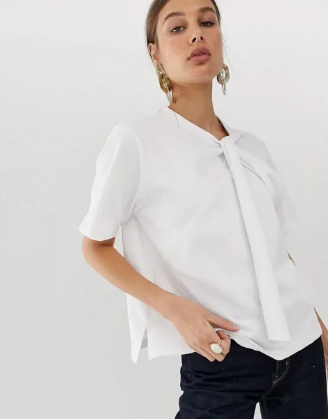 Футболка с узлом спереди ASOS WHITE-Белый