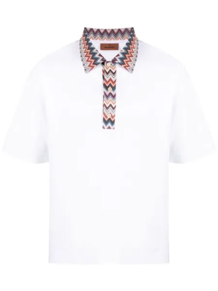 Missoni рубашка поло с узором шеврон, белый