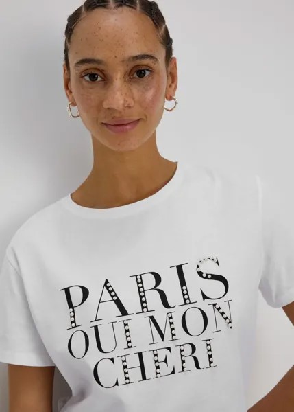 Белая футболка с надписью Paris Papaya, белый