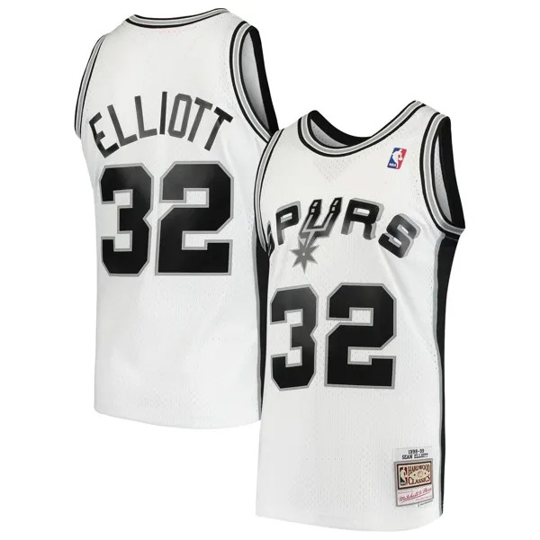Мужская белая майка Mitchell & Ness Sean Elliott San Antonio Spurs 1998-99 гг. из твердой древесины Classics Swingman