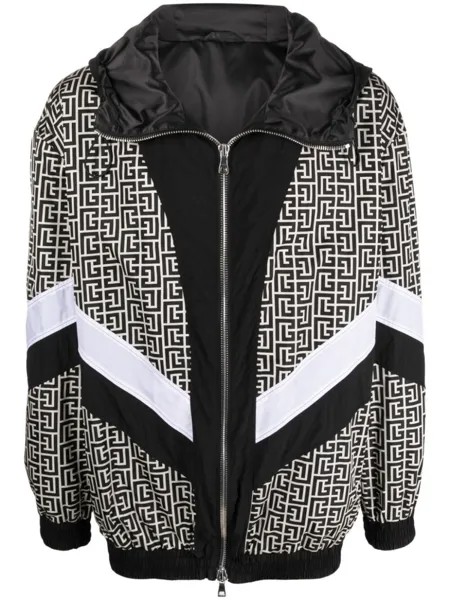 Бомбер с капюшоном и монограммой Balmain, черный