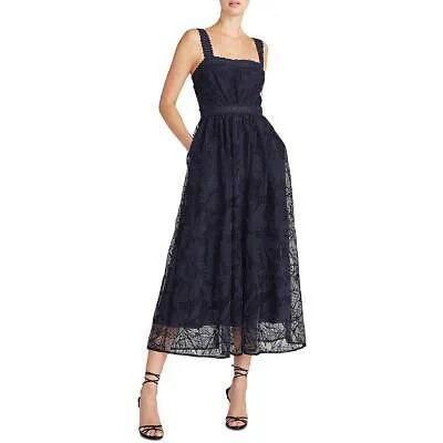 ML Monique Lhuillier Женское темно-синее кружевное платье миди с пышной юбкой 4 BHFO 4456