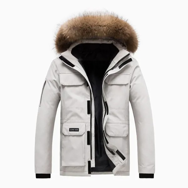 Мужская зимняя куртка, Мужская канадская куртка с подкладкой, меховое пальто большого размера, мужские лыжные Стеганые Длинные пальто с под...