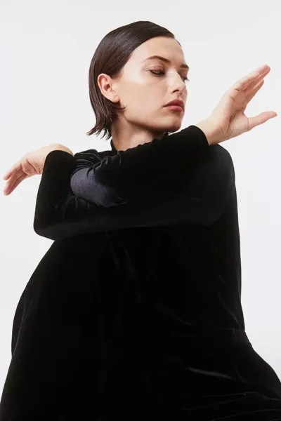Боди-стринги с низким воротником-поло H&M, черный