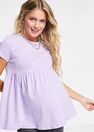 Сиреневый приталенный топ с баской ASOS DESIGN Maternity-Фиолетовый цвет