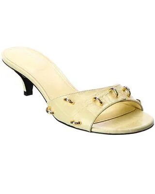 Женские кожаные сандалии с тиснением под крокодила от Givenchy Show, белые 36