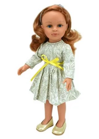 Кукла Нина, рыжие волосы, в белом платье с жёлтым пояском, 33 см