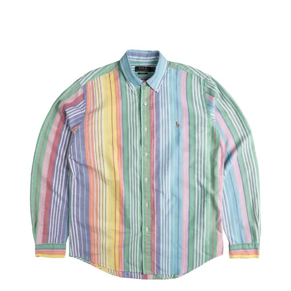 Рубашка Custom Fit Striped Oxford Shirt Polo Ralph Lauren, зеленый