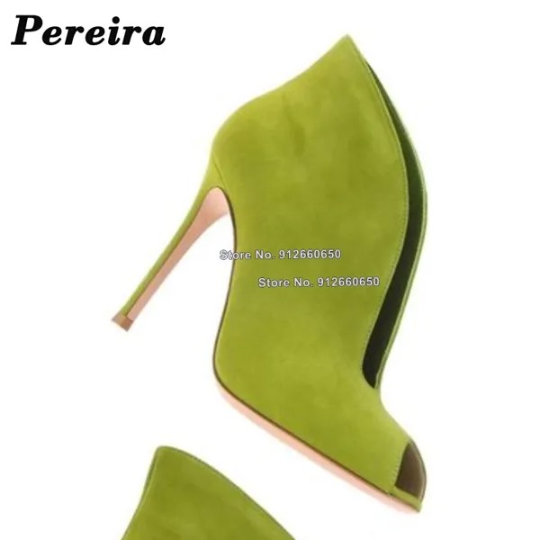 Сандалии Pereira женские замшевые, однотонные Босоножки с открытым носком, на высоком каблуке-шпильке, модная свадебная обувь, цвет зеленый