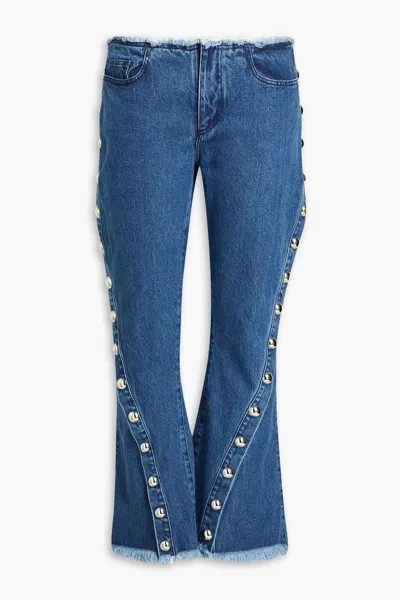 Расклешенные джинсы средней посадки с потертостями и заклепками Marques' Almeida, средний деним