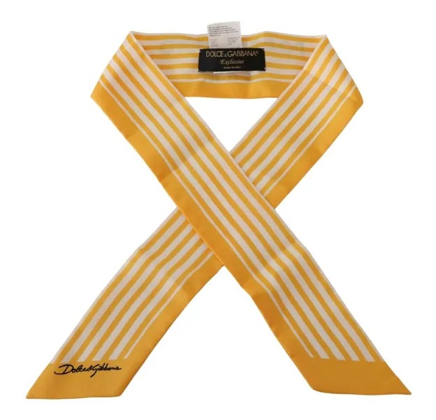 DOLCE - GABBANA Шарф Желтые полосы Саржевый шелковый платок-платок 100см x 6см $300
