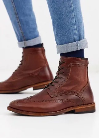 Светло-коричневые кожаные ботинки-броги на шнуровке Barbour-Светло-коричневый