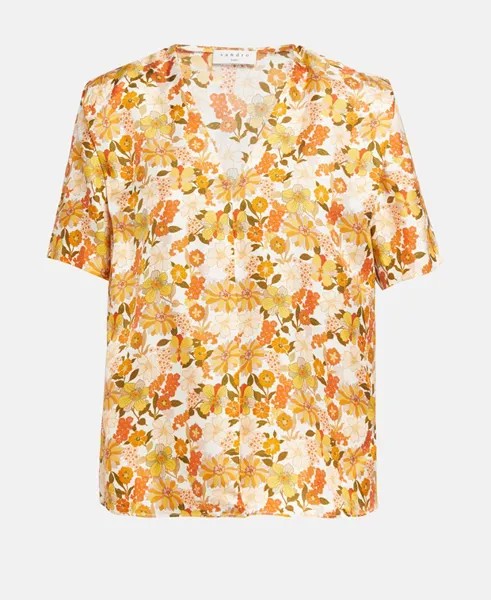 Шелковая блузка-рубашка Sandro, экрю