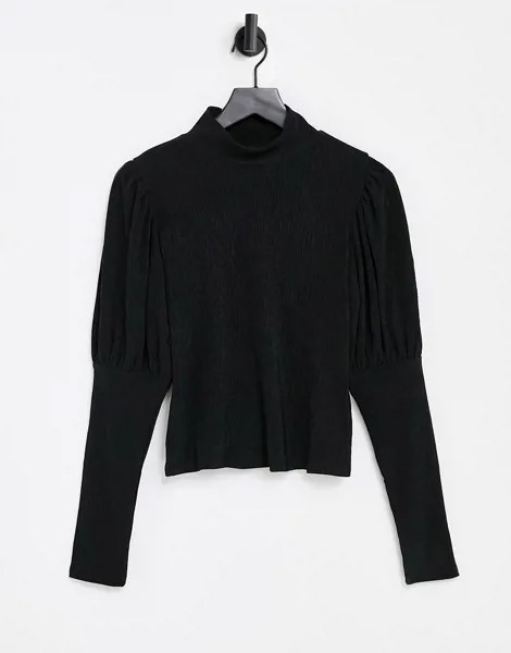 Черный лонгслив в полоску Monki-Черный цвет