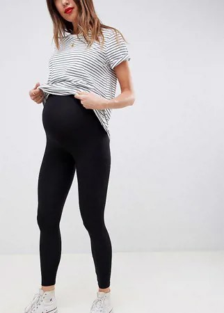 Мягкие хлопковые леггинсы с посадкой над животом ASOS DESIGN Maternity-Черный цвет