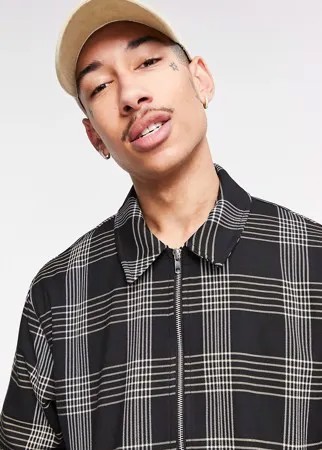 Куртка-бомбер в стиле oversized в черно-белую клетку ASOS DESIGN-Черный