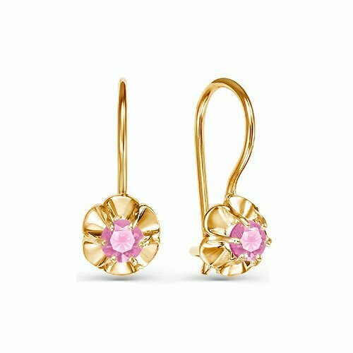 Серьги Diamant online, золото, 585 проба, фианит, розовый