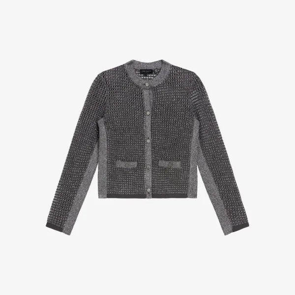 Жакет sallyan металлизированной вязки Ted Baker, цвет gunmetal