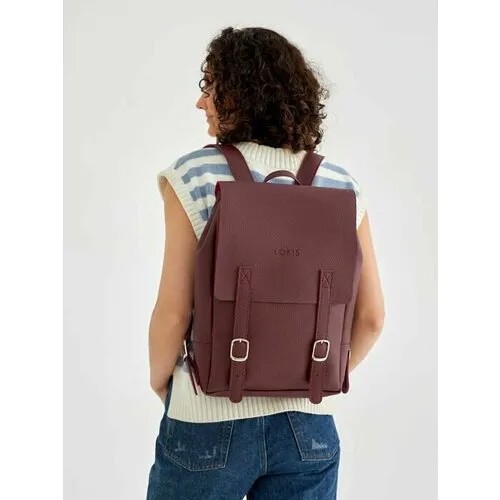 Рюкзак LOKIS, искусственная кожа, отделение для ноутбука, вмещает А4, внутренний карман, регулируемый ремень, бордовый