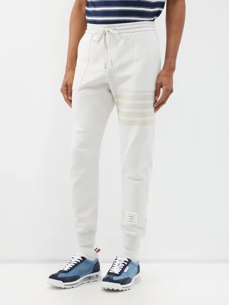 Спортивные брюки из хлопка с четырьмя перемычками и кулиской Thom Browne, белый