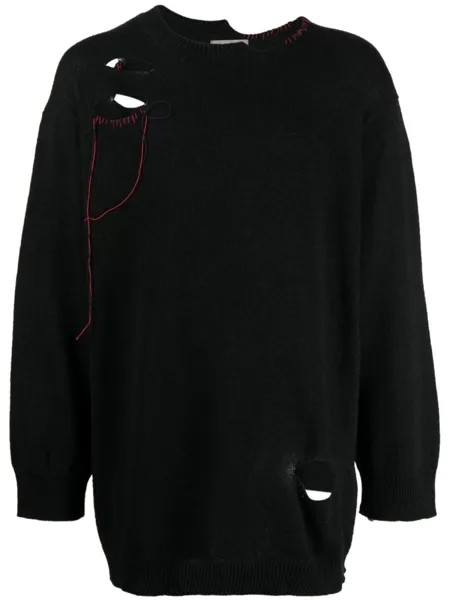 Джемпер с вырезами Yohji Yamamoto, черный