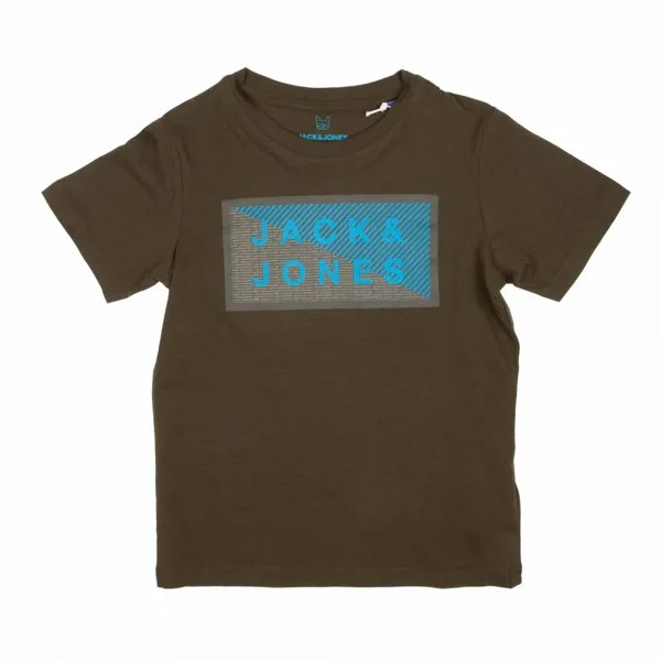 Хлопковая флокированная футболка с короткими рукавами и логотипом Kids JACK & JONES