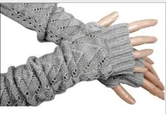 Корейские трендовые Длинные вязаные перчатки без пальцев для женщин и девушек теплые перчатки 24 пар/лот разные цвета #3899