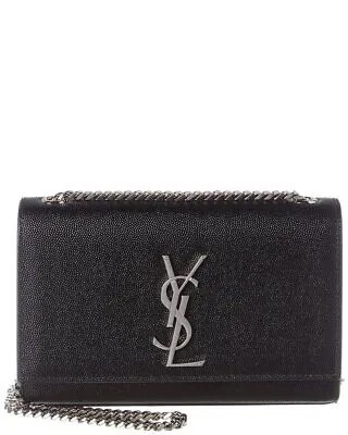 Маленькая кожаная сумка через плечо Saint Laurent Kate Женская, черная