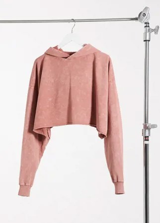Светло-розовый выбеленный укороченный худи ASOS DESIGN