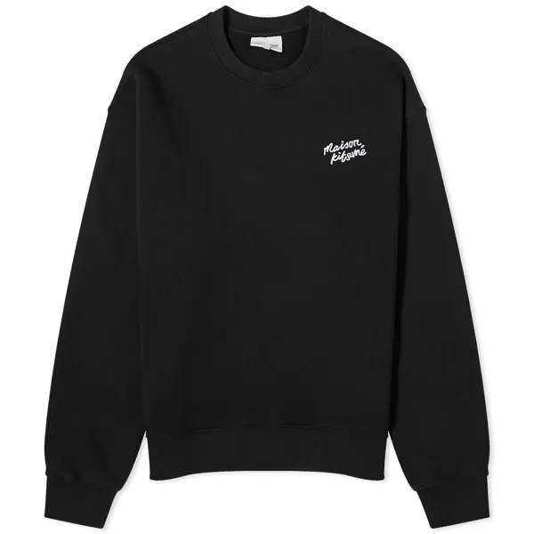 Свитшот Maison Kitsune Handwriting Comfort Crew, черный